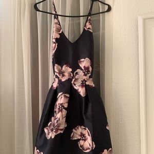 Navy blue floral print dress